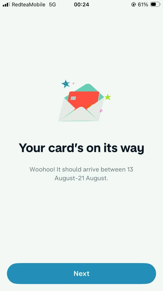 Monzo card dispatched confirmation
